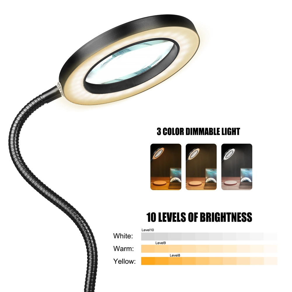 Flexible Desktop Magnifying Lamp USB Table Magnifier Lamp LED Light Inspection Light