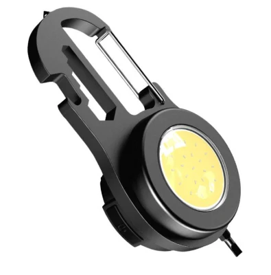 Lampe De poche 500 lumens, Mini torche d'urgence 6 en 1 COB, éclairage de travail, porte-clés rechargeable, lampe De poche en aluminium, portable avec mousqueton, lampe de poche LED