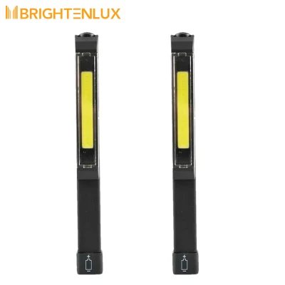 Brightenlux ABS COB petite lampe de poche stylo lampe, batterie 3AAA LED fond de verrouillage LED lampe de travail à main torche